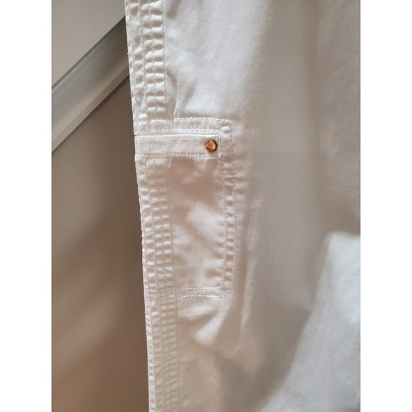 Chico's Women's White Slash Pockets Flat Front Straight Leg Cargo Pants 00 (2) - Picture 4 of 12
